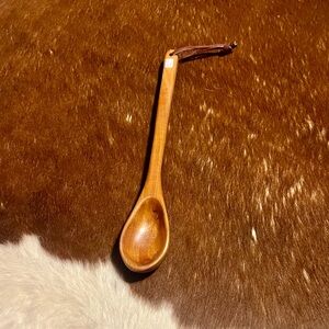 Handcrafted Brown Wooden Serving Spoon - Natural Wood